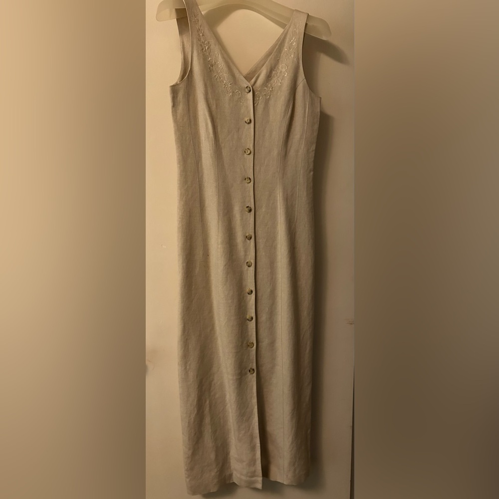 Laura Ashley Button-Front Linen Dress